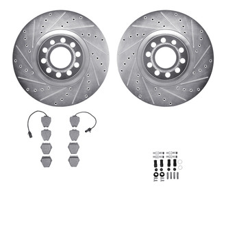 R1 Concepts® - Drilled and Slotted Front Brake Kit with Semi-Metalic Pads