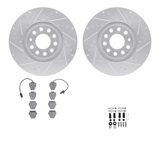 R1 Concepts® - Drilled and Slotted Front Brake Kit with Semi-Metalic Pads