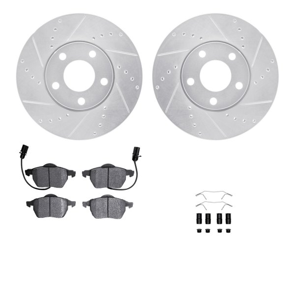  R1 Concepts® - Drilled and Slotted Front Brake Kit with Semi-Metalic Pads