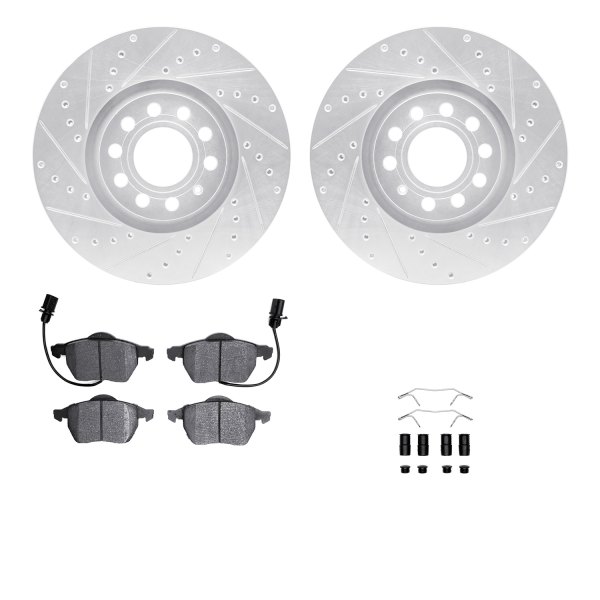  R1 Concepts® - Drilled and Slotted Front Brake Kit with Semi-Metalic Pads