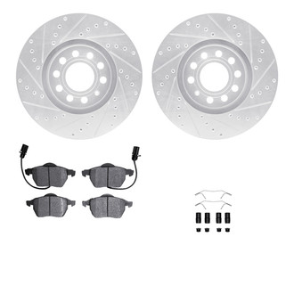R1 Concepts® - Drilled and Slotted Front Brake Kit with Semi-Metalic Pads