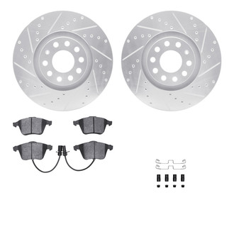 R1 Concepts® - Drilled and Slotted Front Brake Kit with Semi-Metalic Pads