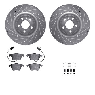 R1 Concepts® - Drilled and Slotted Front Brake Kit with Semi-Metalic Pads