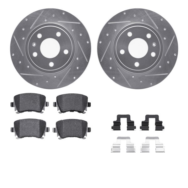  R1 Concepts® - Drilled and Slotted Rear Brake Kit with Semi-Metalic Pads