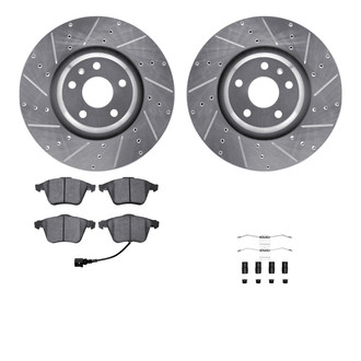 R1 Concepts® - Drilled and Slotted Front Brake Kit with Semi-Metalic Pads