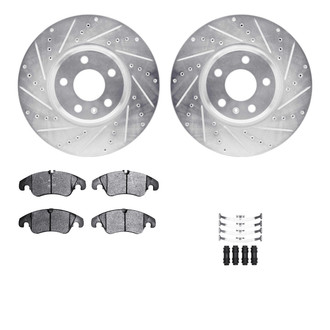 R1 Concepts® - Drilled and Slotted Front Brake Kit with Semi-Metalic Pads