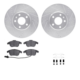 R1 Concepts® - Drilled and Slotted Front Brake Kit with Semi-Metalic Pads