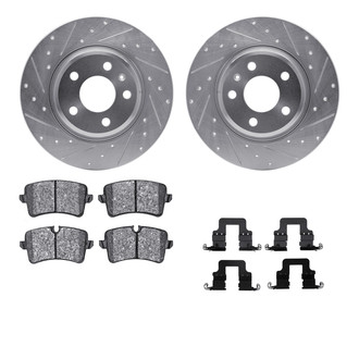 R1 Concepts® - Drilled and Slotted Rear Brake Kit with Semi-Metalic Pads