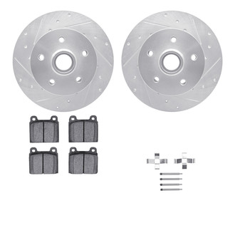 R1 Concepts® - Drilled and Slotted Front Brake Kit with Semi-Metalic Pads
