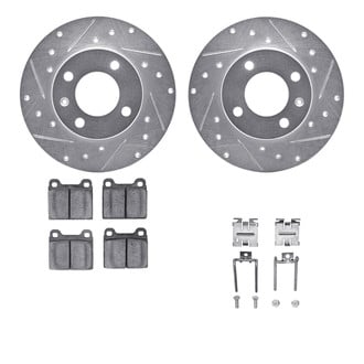 R1 Concepts® - Drilled and Slotted Front Brake Kit with Semi-Metalic Pads