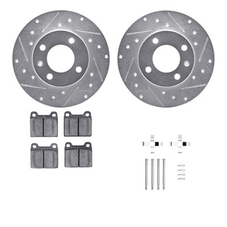 R1 Concepts® - Drilled and Slotted Front Brake Kit with Semi-Metalic Pads