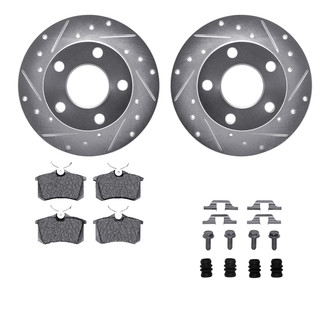 R1 Concepts® - Drilled and Slotted Rear Brake Kit with Semi-Metalic Pads