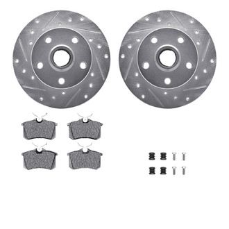 R1 Concepts® - Drilled and Slotted Rear Brake Kit with Semi-Metalic Pads