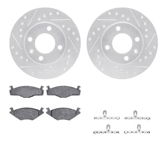 R1 Concepts® - Drilled and Slotted Front Brake Kit with Semi-Metalic Pads