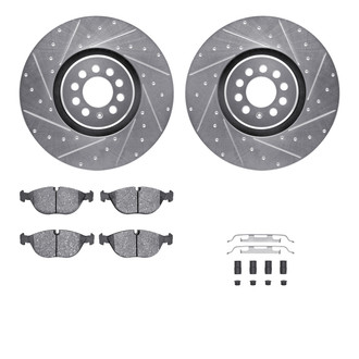 R1 Concepts® - Drilled and Slotted Brake Kit with Semi-Metalic Pads