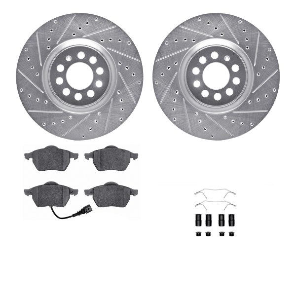  R1 Concepts® - Drilled and Slotted Front Brake Kit with Semi-Metalic Pads