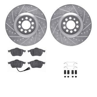R1 Concepts® - Drilled and Slotted Front Brake Kit with Semi-Metalic Pads