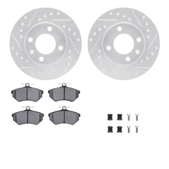 R1 Concepts® - Drilled and Slotted Front Brake Kit with Semi-Metalic Pads