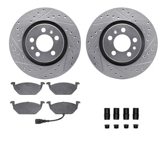 R1 Concepts® - Drilled and Slotted Front Brake Kit with Semi-Metalic Pads