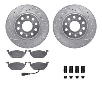R1 Concepts® - Drilled and Slotted Front Brake Kit with Semi-Metalic Pads