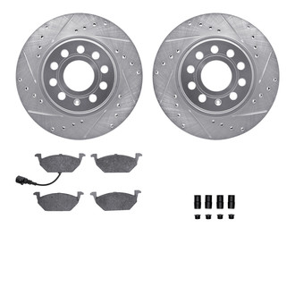 R1 Concepts® - Drilled and Slotted Front Brake Kit with Semi-Metalic Pads