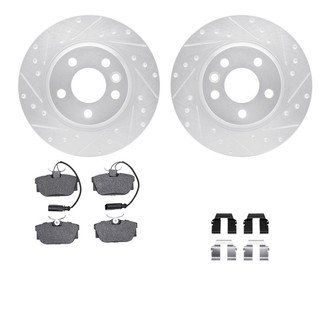 R1 Concepts® - Drilled and Slotted Rear Brake Kit with Semi-Metalic Pads