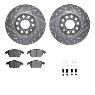 R1 Concepts® - Drilled and Slotted Front Brake Kit with Semi-Metalic Pads