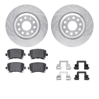 R1 Concepts® - Drilled and Slotted Rear Brake Kit with Semi-Metalic Pads