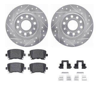 R1 Concepts® - Drilled and Slotted Rear Brake Kit with Semi-Metalic Pads