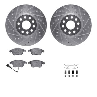 R1 Concepts® - Drilled and Slotted Brake Kit with Semi-Metalic Pads