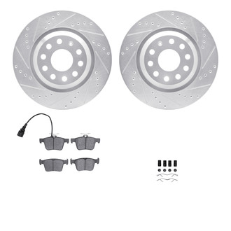 R1 Concepts® - Drilled and Slotted Rear Brake Kit with Semi-Metalic Pads