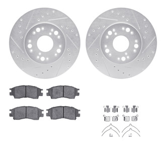 R1 Concepts® - Drilled and Slotted Front Brake Kit with Semi-Metalic Pads