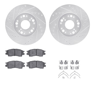R1 Concepts® - Drilled and Slotted Front Brake Kit with Semi-Metalic Pads