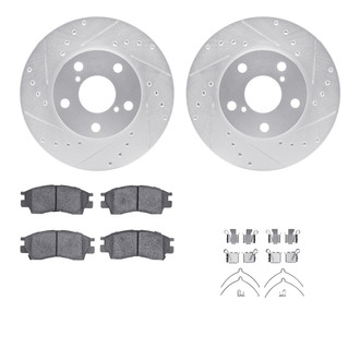 R1 Concepts® - Drilled and Slotted Front Brake Kit with Semi-Metalic Pads