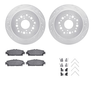 R1 Concepts® - Drilled and Slotted Rear Brake Kit with Semi-Metalic Pads