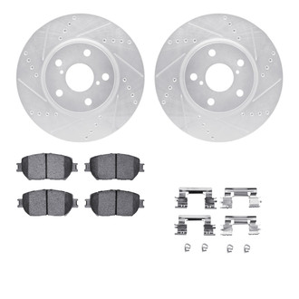 R1 Concepts® - Drilled and Slotted Front Brake Kit with Semi-Metalic Pads