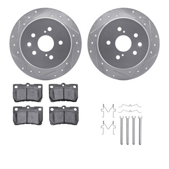 R1 Concepts® - Drilled and Slotted Rear Brake Kit with Semi-Metalic Pads