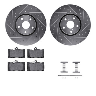R1 Concepts® - Drilled and Slotted Front Brake Kit with Semi-Metalic Pads