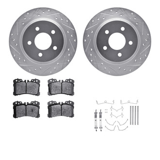 R1 Concepts® - Drilled and Slotted Front Brake Kit with Semi-Metalic Pads
