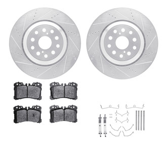 R1 Concepts® - Drilled and Slotted Brake Kit with Semi-Metalic Pads