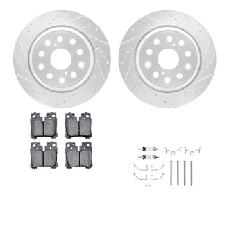R1 Concepts® - Drilled and Slotted Rear Brake Kit with Semi-Metalic Pads