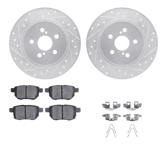 R1 Concepts® - Drilled and Slotted Rear Brake Kit with Semi-Metalic Pads