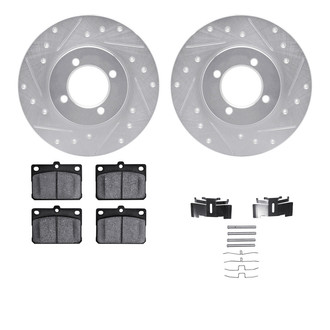 R1 Concepts® - Drilled and Slotted Front Brake Kit with Semi-Metalic Pads