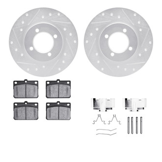 R1 Concepts® - Drilled and Slotted Front Brake Kit with Semi-Metalic Pads