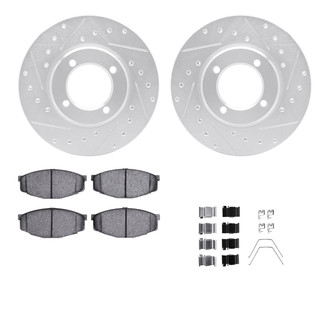 R1 Concepts® - Drilled and Slotted Front Brake Kit with Semi-Metalic Pads