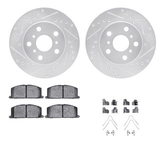 R1 Concepts® - Drilled and Slotted Front Brake Kit with Semi-Metalic Pads