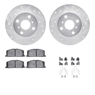 R1 Concepts® - Drilled and Slotted Front Brake Kit with Semi-Metalic Pads