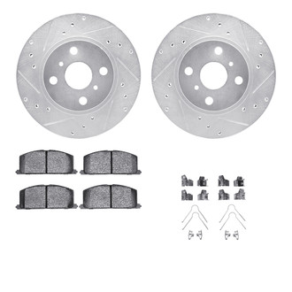R1 Concepts® - Drilled and Slotted Front Brake Kit with Semi-Metalic Pads