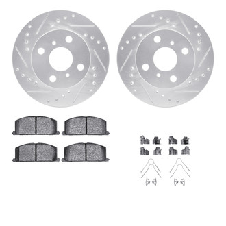 R1 Concepts® - Drilled and Slotted Front Brake Kit with Semi-Metalic Pads