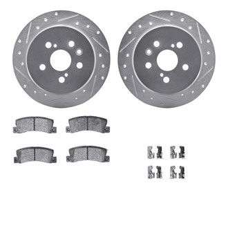 R1 Concepts® - Drilled and Slotted Rear Brake Kit with Semi-Metalic Pads